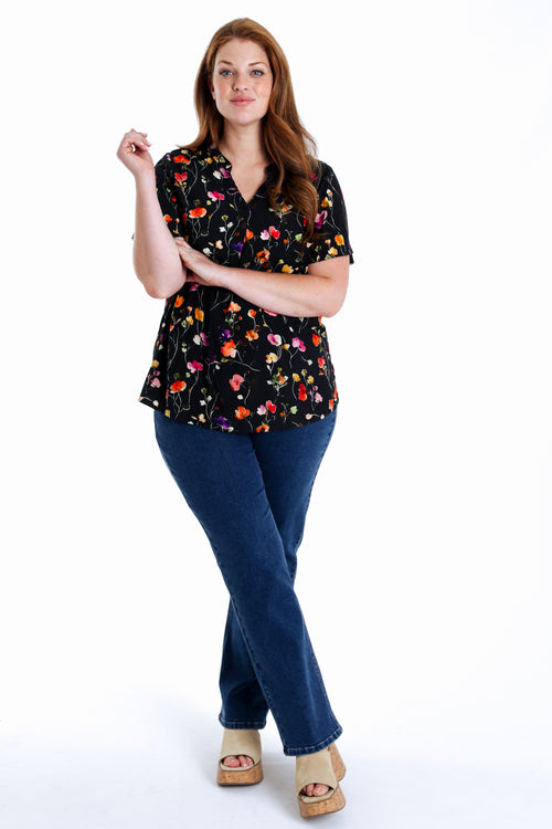 Bluse aus Viskose mit Blumenmuster-Paprika-8
