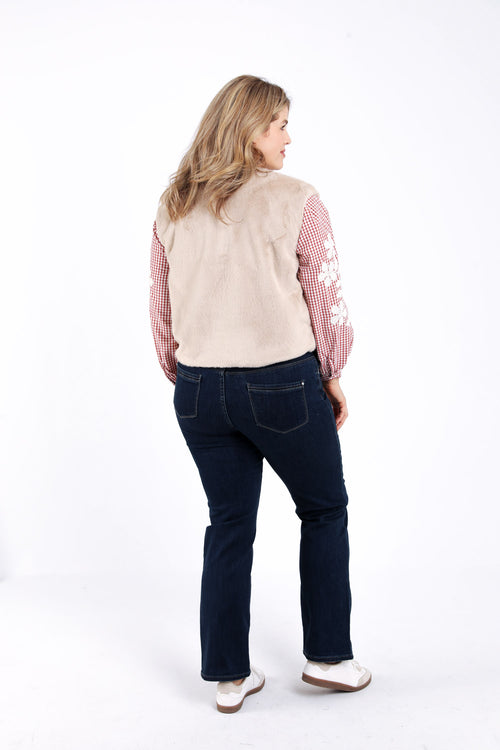 Einfarbige Kunstpelzweste-Paprika-3