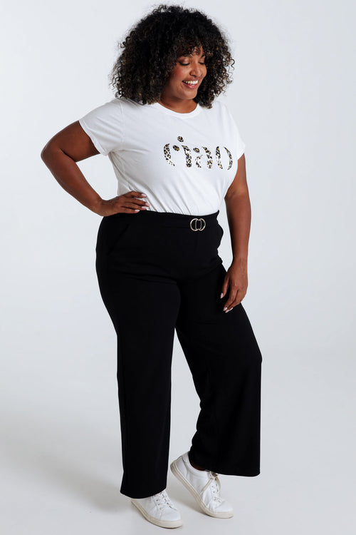 Unifarbene, gerade geschnittene Hose mit Halbgürtel und goldfarbener Schnalle-Paprika-8