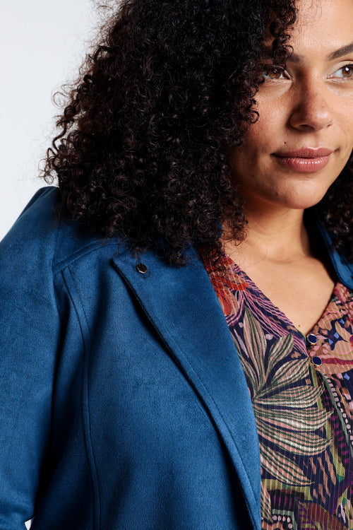 Kurze, unifarbene Motorradjacke in Wildlederoptik-Paprika-6