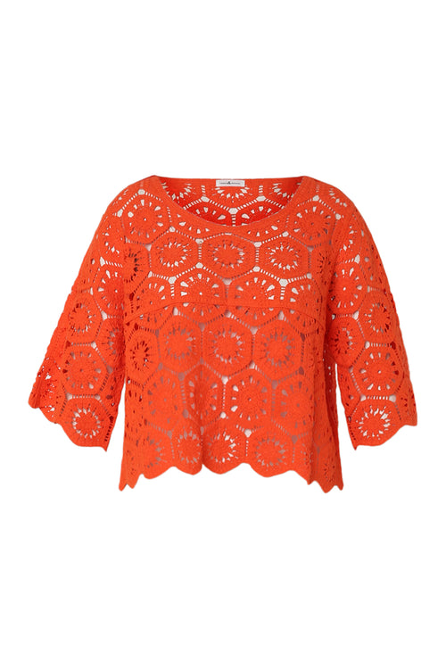 Einfarbiger Häkelpullover-Paprika-10