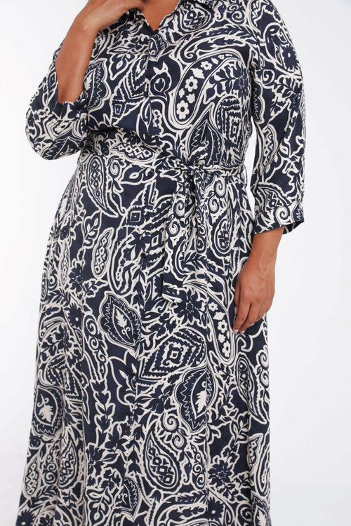 Robe chemise en viscose imprimé cachemire-Paprika-5