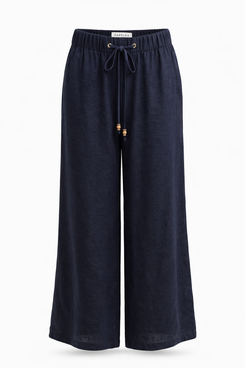 Pantalon large en viscose uni-Paprika-1