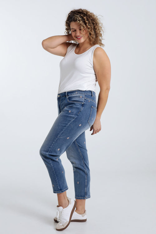 7/8 Slim-Jeans mit gestickten Blumen-Paprika-9