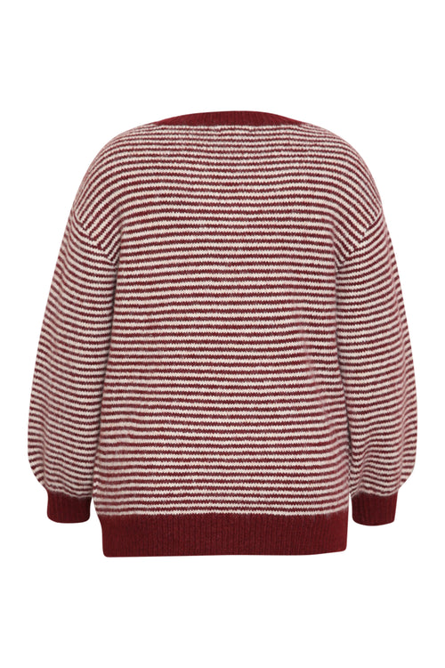 Pull rayé avec broderies-Paprika-2