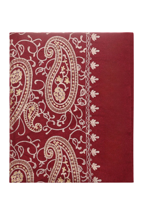 Écharpe brodée en viscose et en laine-Paprika-2