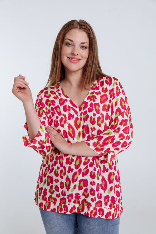 Tierhaut-Muster Viskosebluse-Paprika-1