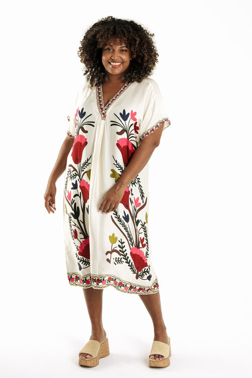 Kleid aus bedrucktem Viskosestoff im Folklore-Stil-Paprika-9