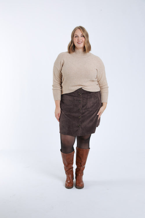 Pull col montant uni effet scintillant-Paprika-6