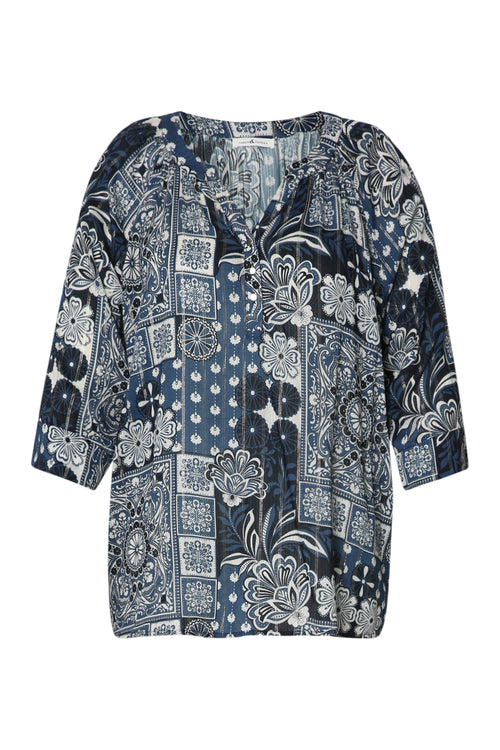 Bluse aus Viskose mit floralem Druck und Lurex-Paprika-2