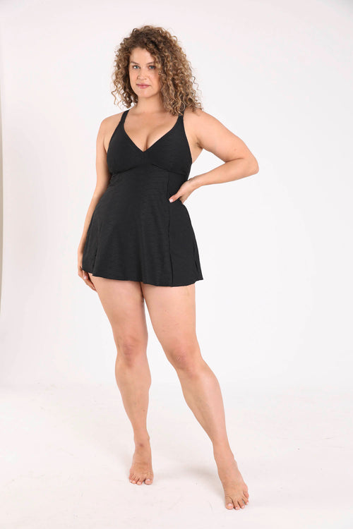 Kleid aus Reliefstrick mit Ton-in-Ton-Grafikmuster-Paprika-7