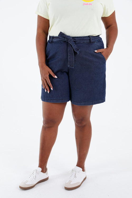 Jeansshorts in einfarbig-Paprika-1