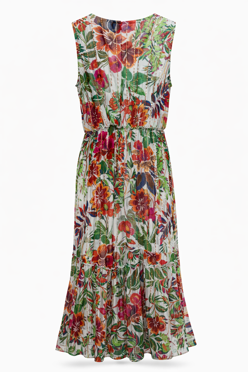 Kleid aus Viskose mit Blumenmuster und Lurex-Paprika-11
