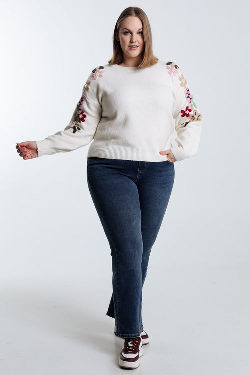 Schlichter Pullover mit Stickerei-Detail an den Ärmeln-Paprika-9