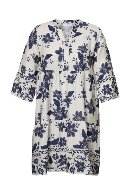 Robe courte en viscose imprimé floral-Paprika-1
