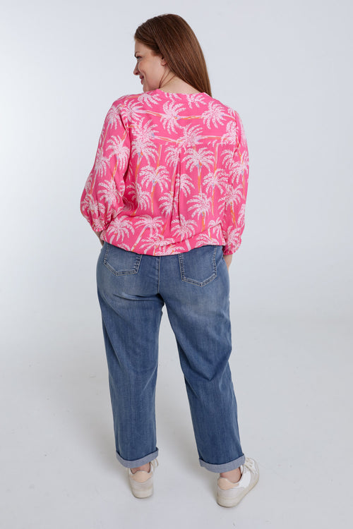 Bluse aus Viskose mit Palmenmuster-Paprika-2