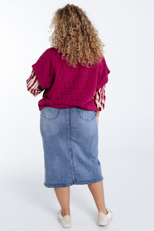 Wattierte einfarbige Kimono-Jacke-Paprika-2