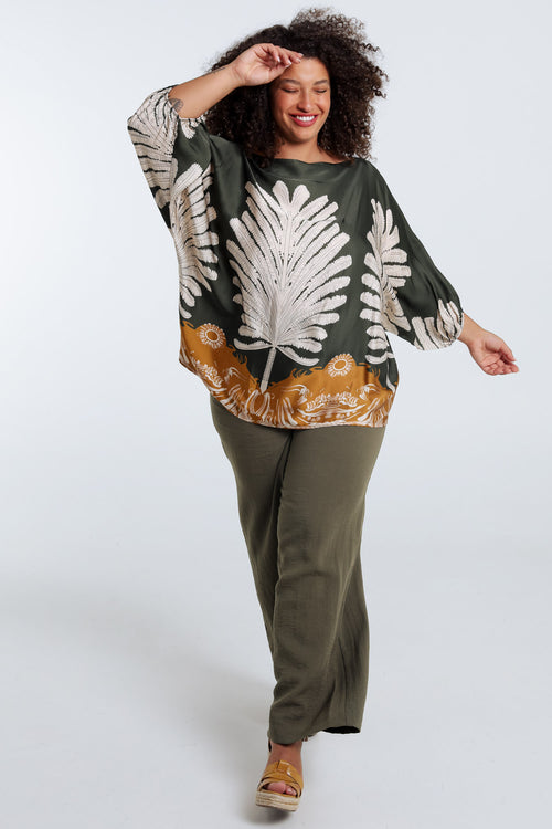 Bluse aus Viskose mit Palmenmuster-Paprika-7