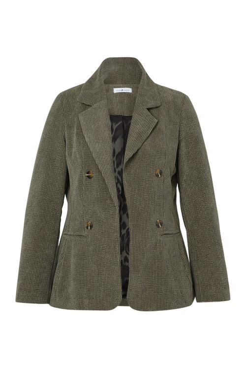 Kurzer, unifarbener Blazer aus Samt mit Animal-Print-Futter-Paprika-10