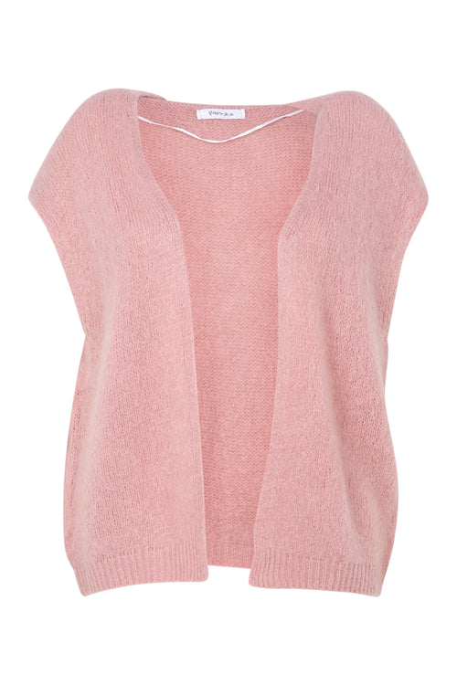 Unifarbene, ärmellose Strickjacke -Paprika-10