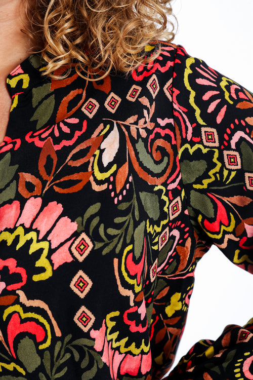 Bluse aus bedrucktem Viskosestoff im Folklore-Stil-Paprika-4