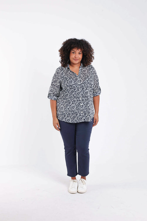 Bedruckte Bluse aus Baumwolle-Paprika-7