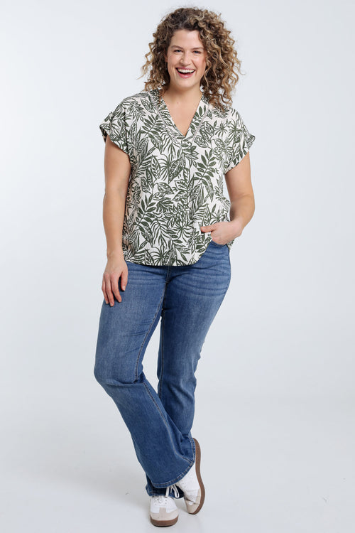  Bluse mit Blattmuster-Paprika-7