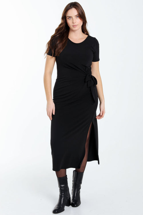 Schlichtes Strickkleid mit Schleife-Paprika-7
