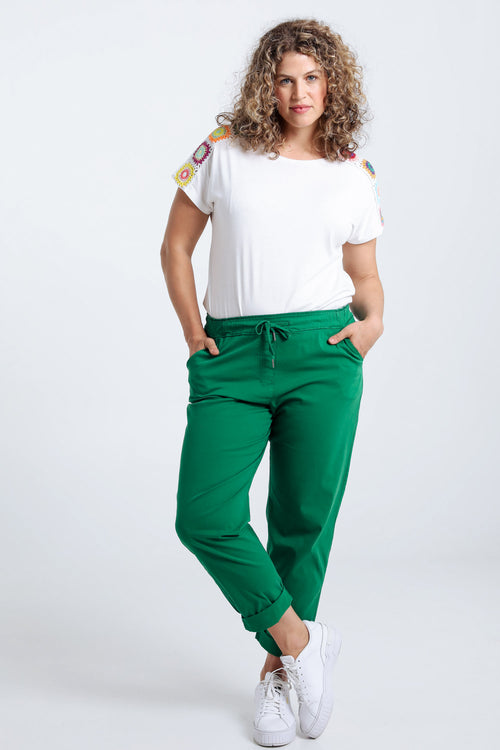 Unifarbene 7/8-Chinohose mit locker geschnittenen Hosenbeinen-Paprika-8