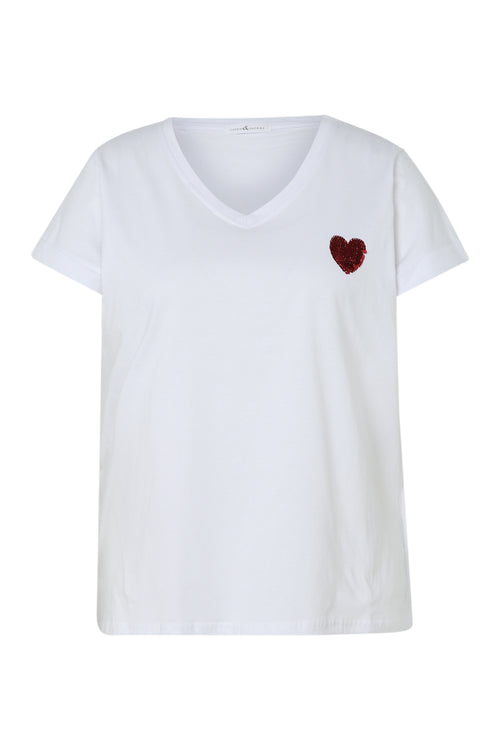 Einfarbiges Baumwoll-T-Shirt mit Paillettenherz-Paprika-10