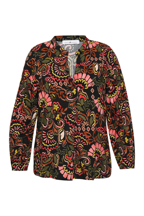 Bluse aus bedrucktem Viskosestoff im Folklore-Stil-Paprika-8