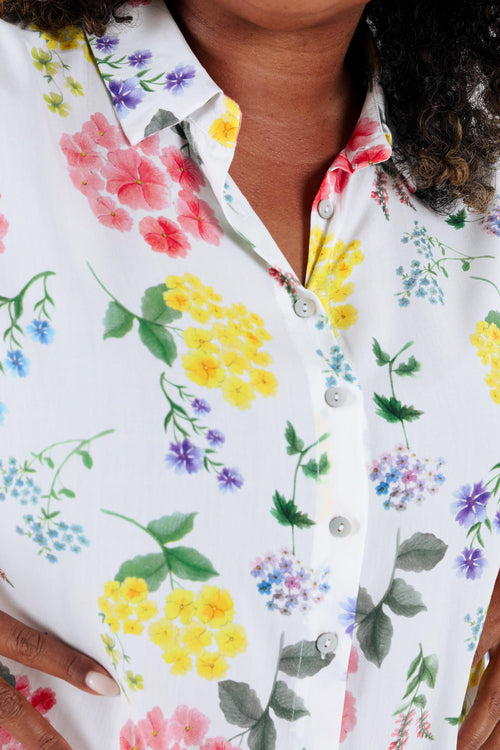 Weite Bluse aus bedruckter Viskose mit Blumenmuster-Paprika-3