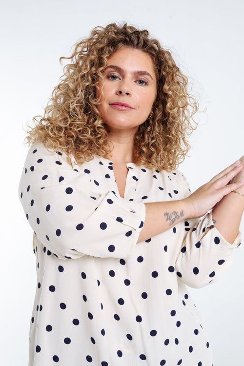 Bluse aus bedruckter Viskose mit Punkten-Paprika-4