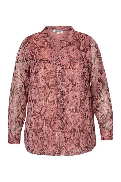 Schlangenprint-Bluse mit Lurex-Paprika-1