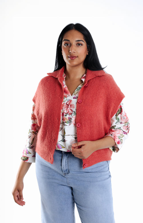 Uni kurzer Strickjacke-Paprika-3