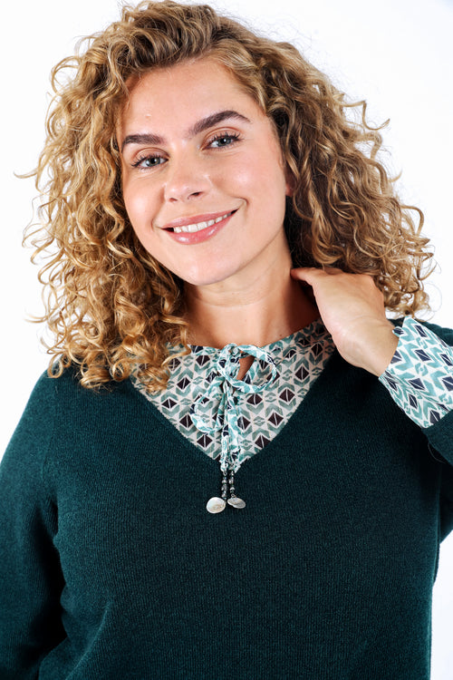 Pullover 2-in-1 mit geometrischem Muster-Paprika-4
