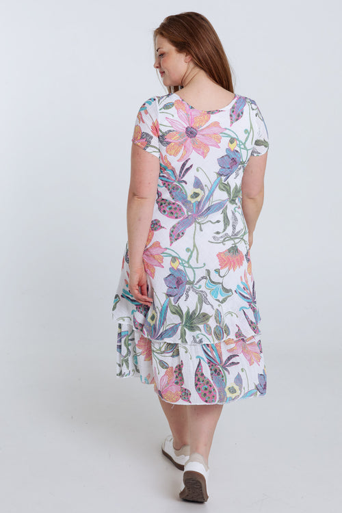 Kleid aus Baumwoll-Gaze mit Blumenmuster-Paprika-2