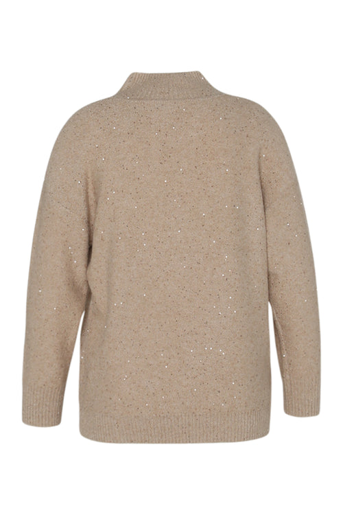 Pullover mit Stehkragen, uni, schimmernder Effekt-Paprika-2