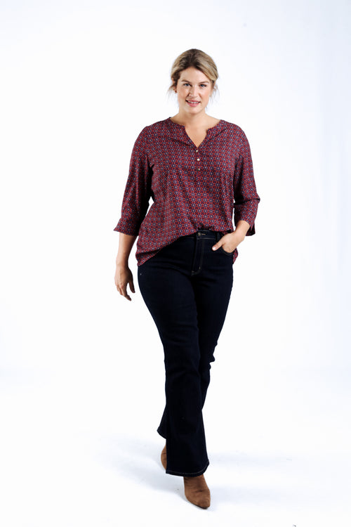 Bedruckte Bluse mit Grafikmuster-Paprika-7
