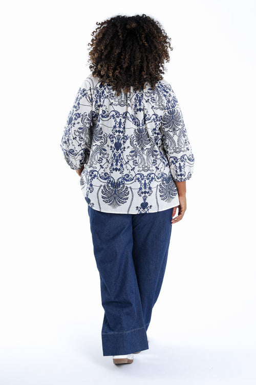 Bluse aus Baumwolle mit floralem Druck-Paprika-2