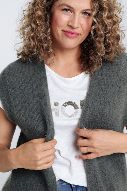 Unifarbene, ärmellose Strickjacke -Paprika-5
