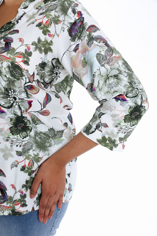Bluse aus bedrucktem Viskose mit Blumenmuster-Paprika-4