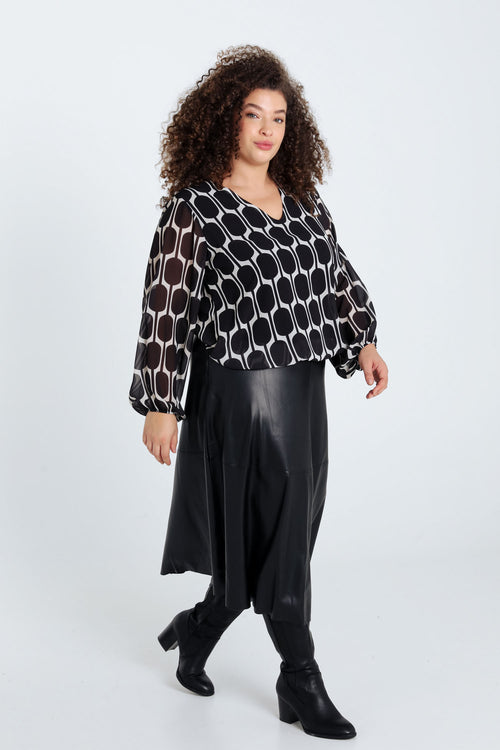 Blouse imprimé graphique-Paprika-8