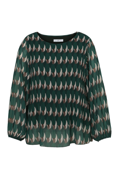 Blouse plissée imprimé graphique-Paprika-10