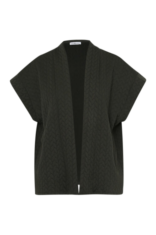 Ärmellose einfarbige Jacke mit geflochtenem Detail-Paprika-11
