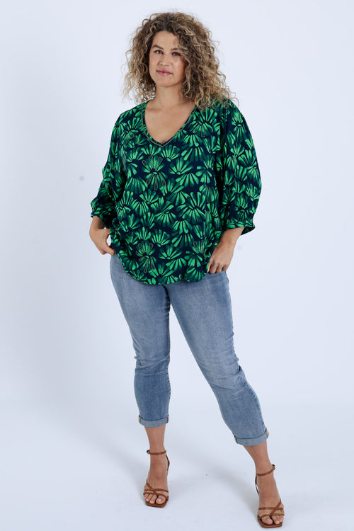 Blouse en viscose imprimé floral-Paprika-8