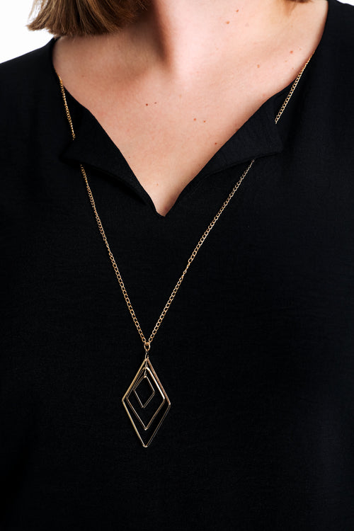 T-shirt bi-matière uni avec collier-Paprika-3