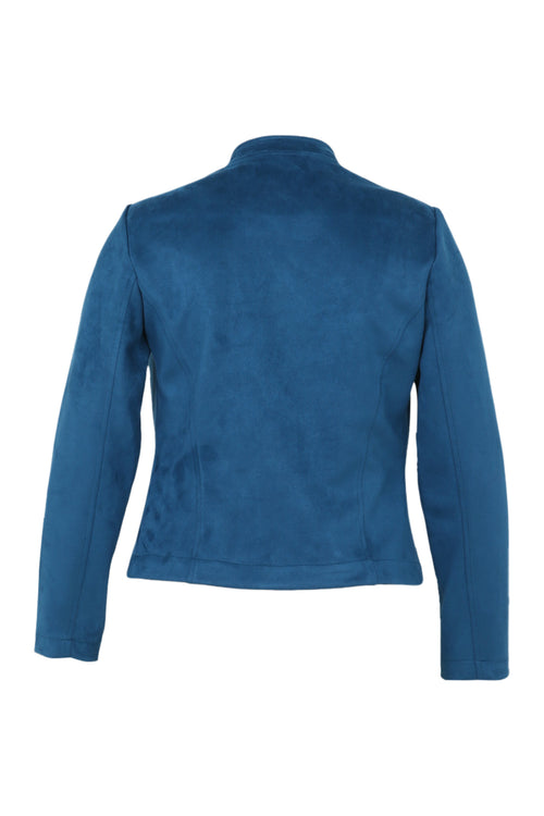 Kurze, unifarbene Motorradjacke in Wildlederoptik-Paprika-11