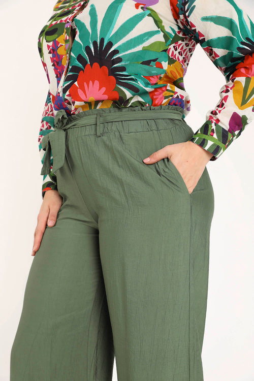 Weit geschnittene Hose aus einfarbiger Viskose mit Plissee-Effekt-Paprika-4