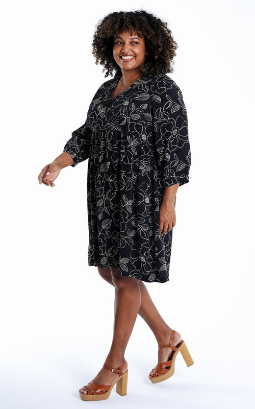 Kurzes Kleid aus bedrucktem Viskose mit Blumenmuster-Paprika-8